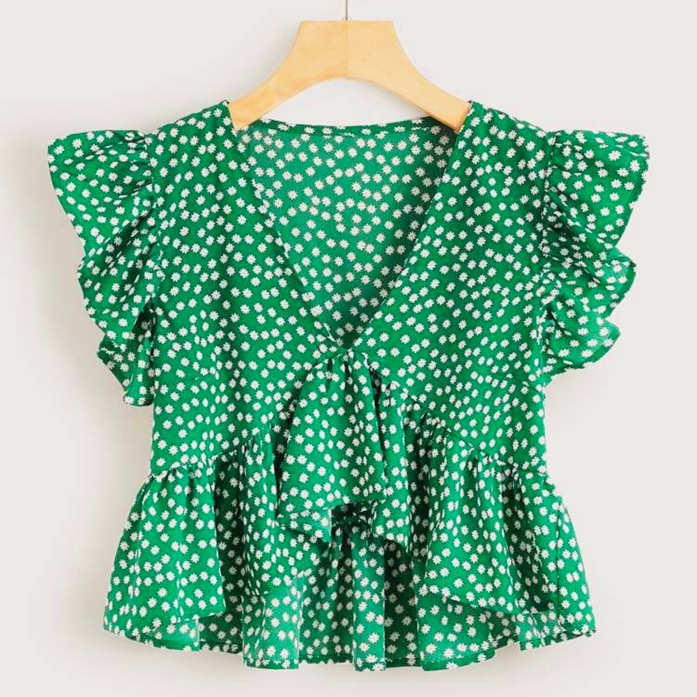 Floral Print Butterfly Sleeve Top